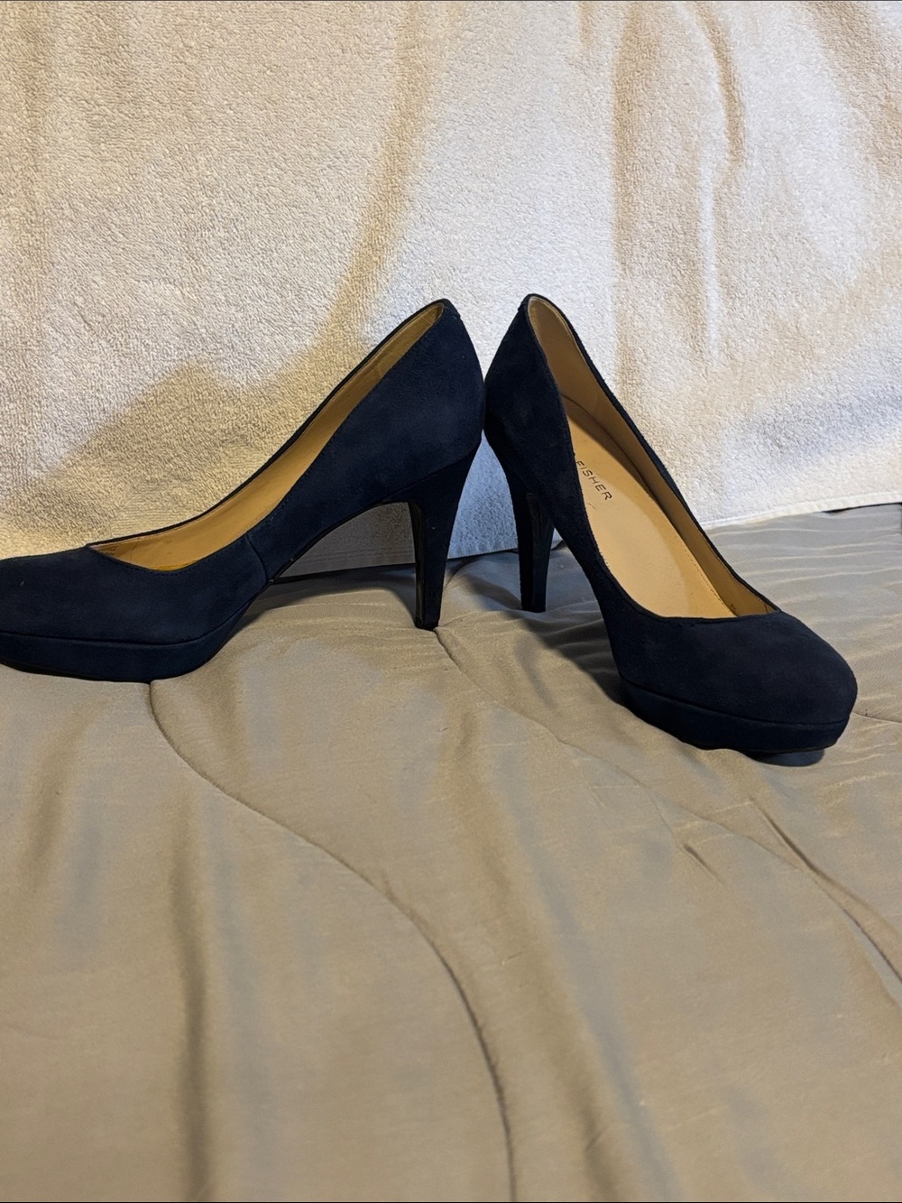 Marc Fisher Navy Suede Platform Pumps